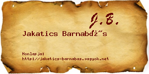 Jakatics Barnabás névjegykártya